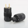 2PCS without logo Brass Gold Plated  Schuko EU Power Plug connectors +Prue copper IEC connector adapter ► Photo 2/6