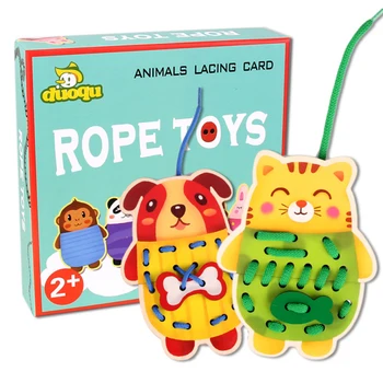 

Cartoon Animals Rope Beads Toys Threading Rope Game Early Learning Educational Toys Arts & Crafts, DIY toys