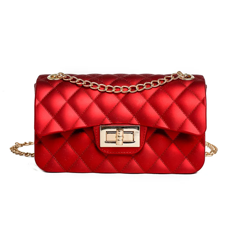 

Graceful Mobile Phone Bag Women's 2019 New Style INS Rhombus Chain Bag Mini Oblique Dull Polish Gel Bag