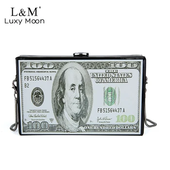 

Dollar Pattern Box Design Pu Leather Women Daily Clutch Bag Chain Purse Shoulder Bag Tote Ladies Handbag Crossbody Bag XA3HT