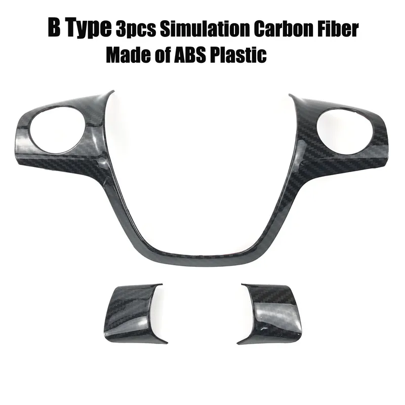 B Type Carbon 3pcs Автомобиль 1 шт. ABS углеродного волокна рулевого колеса украшения для Ford FOCUS 3 MK3(2012-) Ford KUGA 2013 - Название цвета: B Type Carbon 3pcs