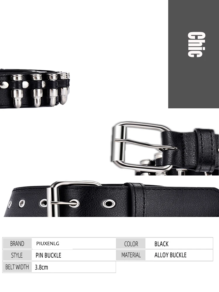 Hollow Bullet Decoration Belt Fashion Ladies Leather Luxury Studded Gift Man’S Goth Rock Wild Adjustable Women’S Punk Black Belt leather belt