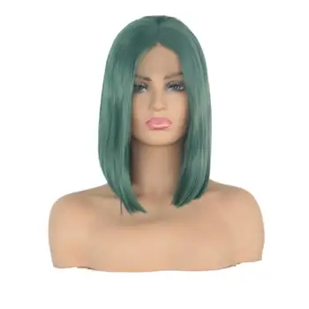 

Websterwigs Green Short Bob Synthetic Lace Front Wigs for Women Heat Resistant Fiber Hair Glueless HandTied Wig Anime Cosplay