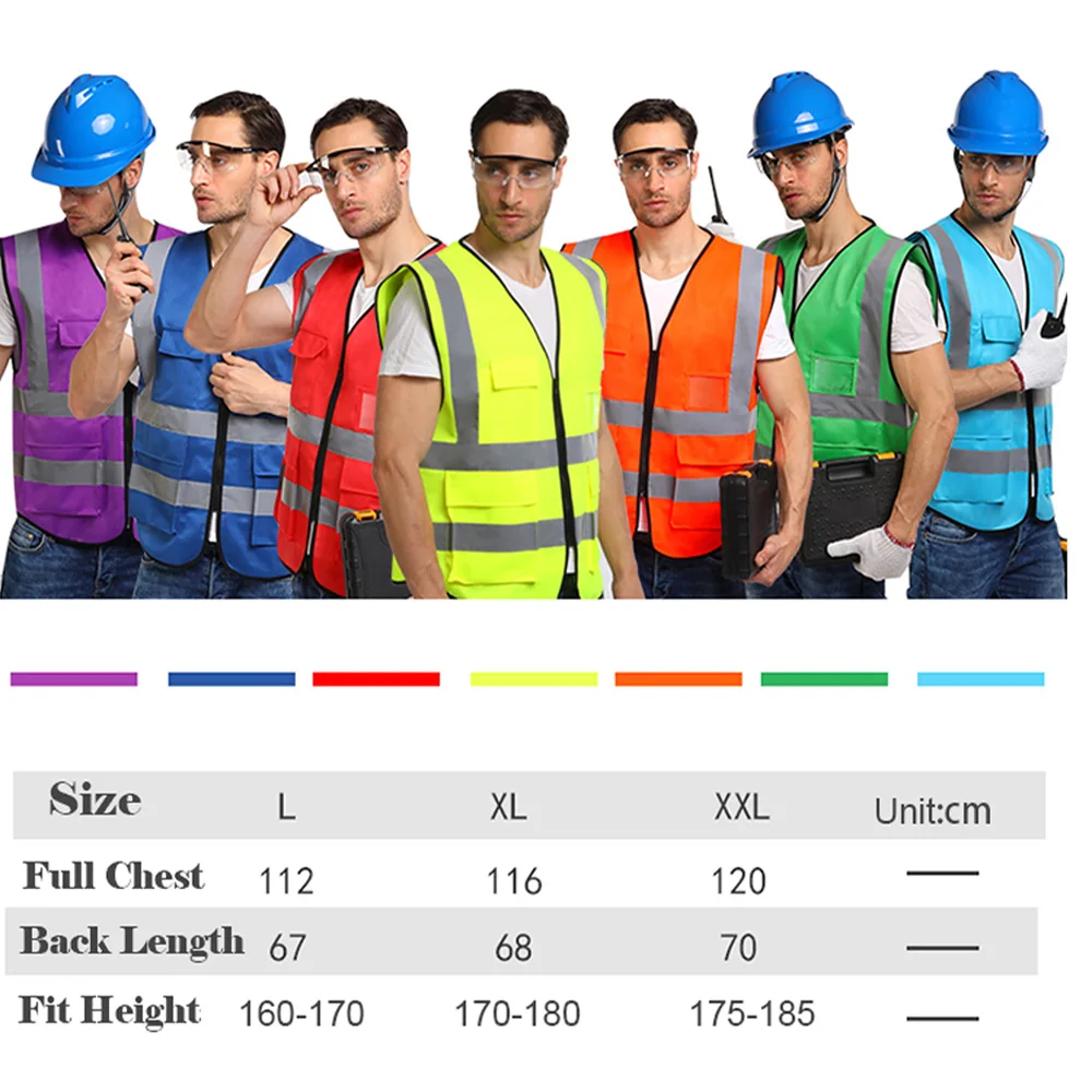 Hi Vis Waistcoat for Men Motorcycle Safety Riding Gear Safety Vest Reflective