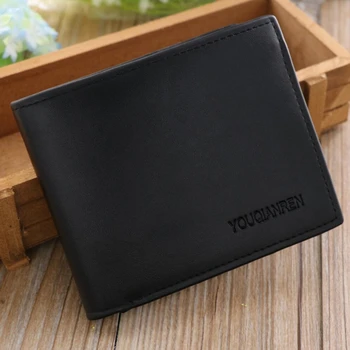 

men's PU leather short wallet male high quality money cash wallets black brown simple small wallet male daily use casual