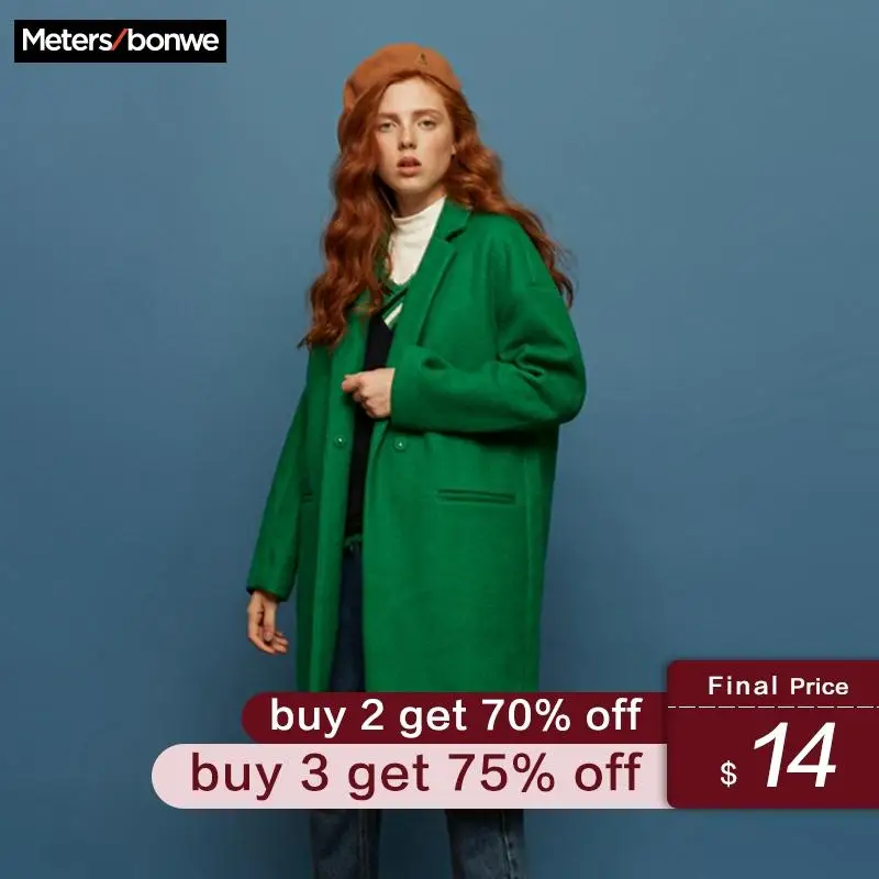 

METERSBONWE Woollen Coat Ladies Winter Long Suit Collar Korean Version Coat