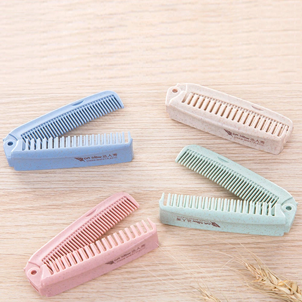 Portable Foldable Hair Comb Brush Anti-static Hairbrush Portable Travel Hair Brush Wheat Straw Folding Hairdressing Styling Tool