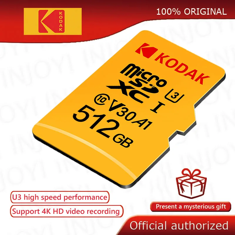 Original Kodak 512GB Micro SD card class 10 16G 32G 64GB U3 4K High Speed cartao de memoria Flash Memory Card 128gb mecard C10