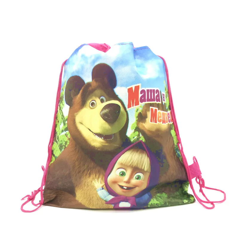 Masha And Bear-1 8/16/24/50 шт в наборе, с героями мультфильма «Маша и Медведь» с Кулиской Сумка для девочек Дорожная сумка для хранения посылка школьные рюкзаки для детей, День рождения свадебные сувениры - Цвет: Masha And Bear-1