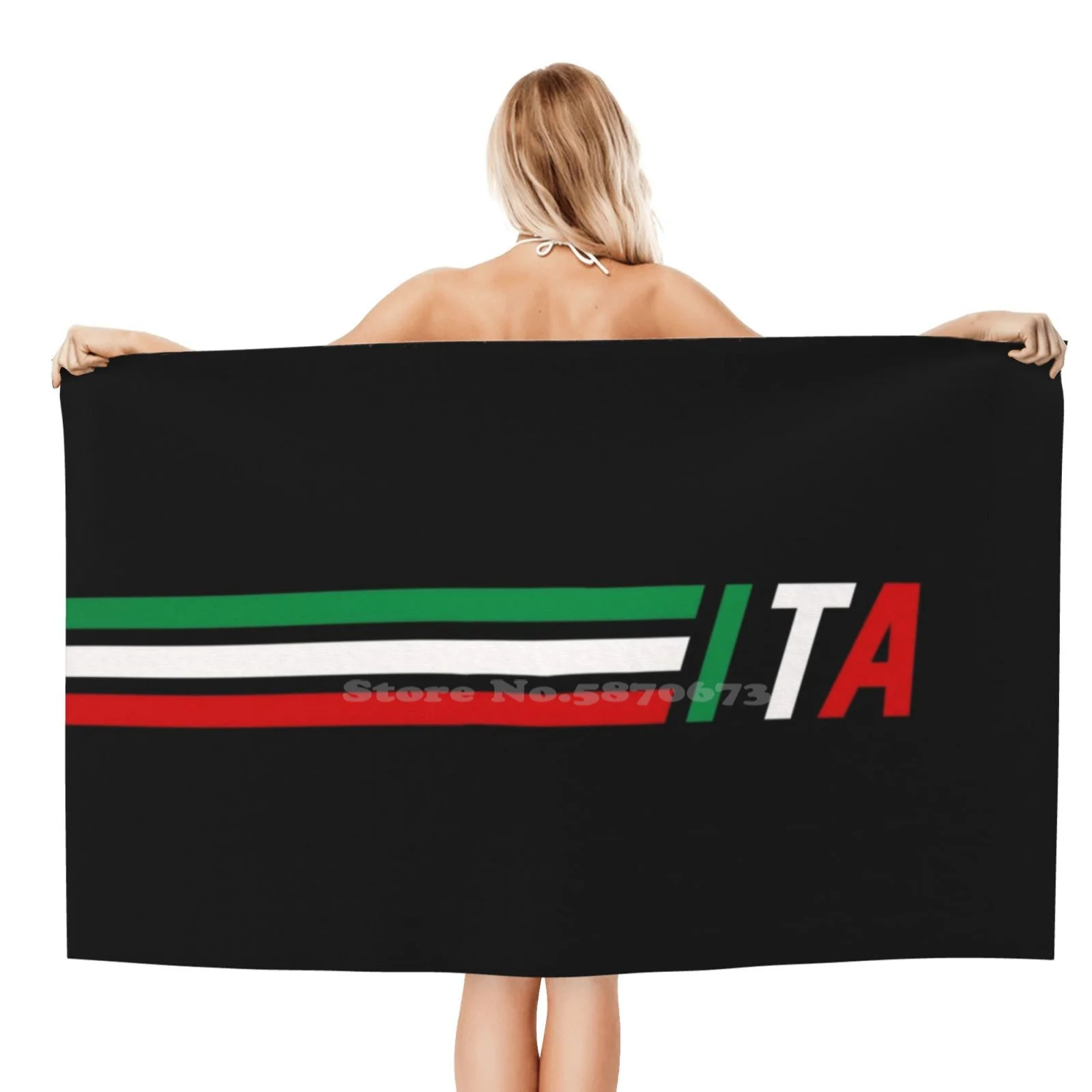 Ita Green White Red Racing Stripes Pattern Soft Face Asciugamano Home Outdoor Italia Italian Car Auto Motor Sports Sport Vintage Retro