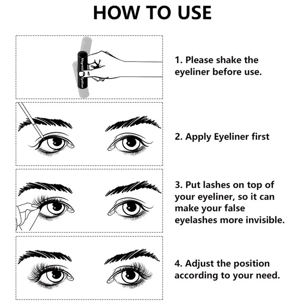 Salon Curly Professional Liquid Eyeliner Charming Cosmetics False Eyelashes Quick Dry No Glue Tool Magnetic Makeup Long Lasting
