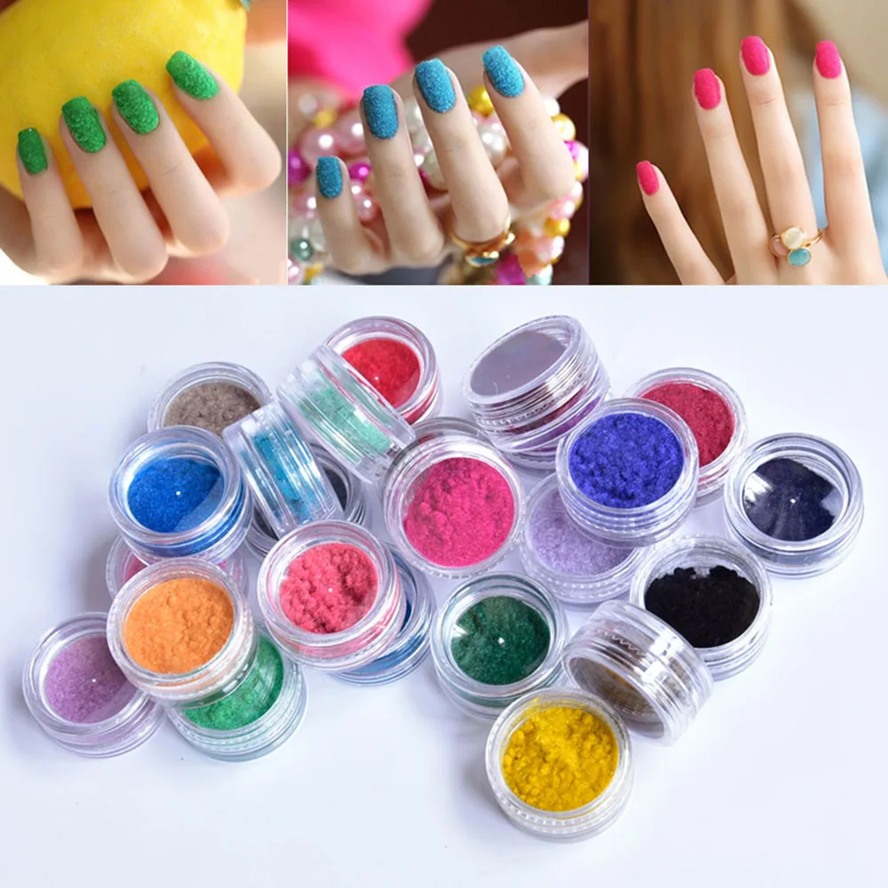 

24Colors/Set Nail Glitter Decoration Polish Nail Art Powder DIY Tips Velvet Flocking Dust Pigment Manicure Velvet Powder DP/Q39