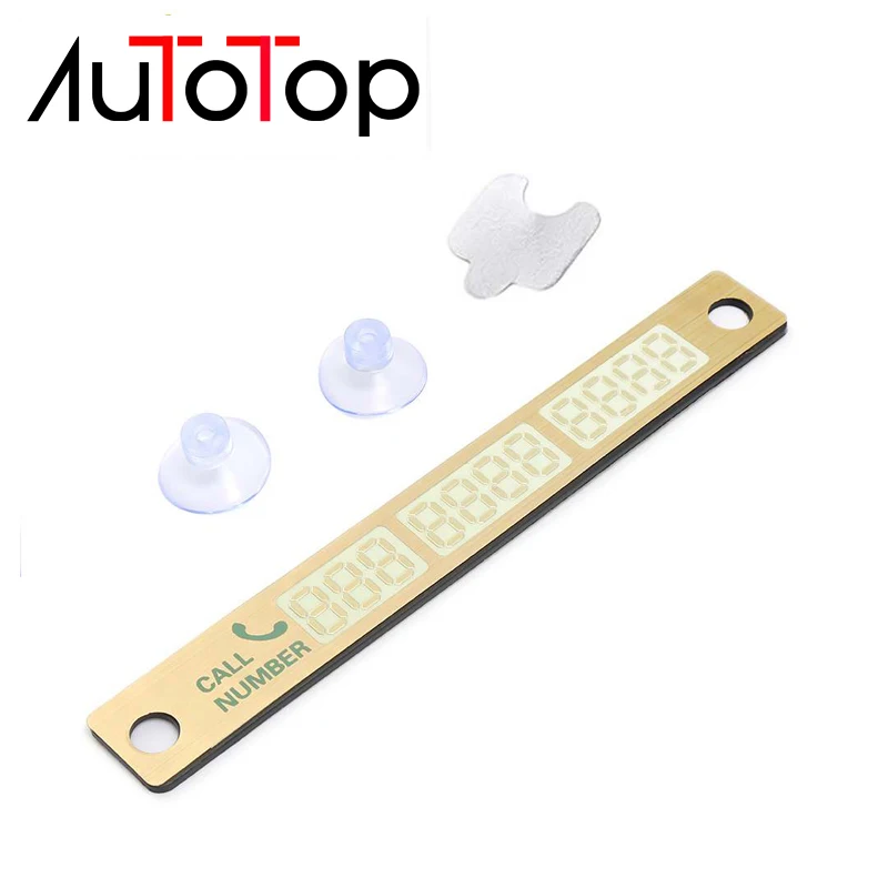 

Autotop Gold Car Stickers Luminous Temporary Parking Card for Night Stop Sign Notification Plate Suckers Auto Products