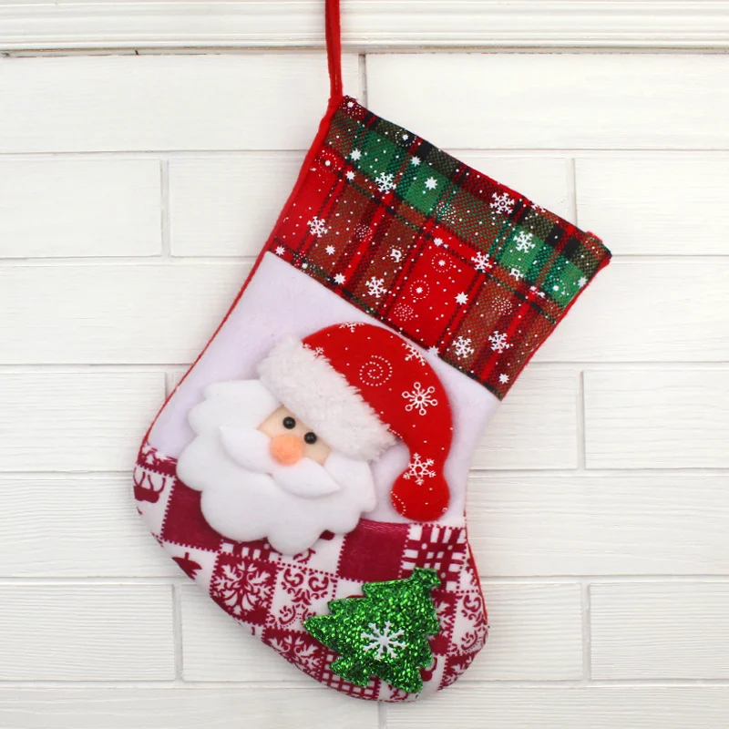 

Large Christmas Stockings Gifts Cloth Santa Elk Socks Xmas Lovely Gift Bag For Children Fireplace Tree Christmas Decoration
