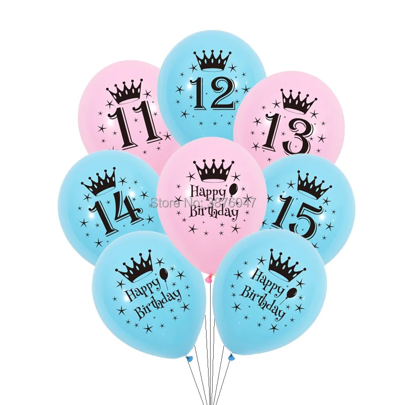 Happy 12nd Birthday Printed Latex Balloons Princess Balloons Pink Balloons  for Girl 12 Years Old Birthday Party Decorations
