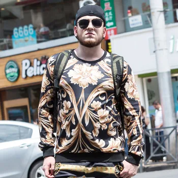 

New large size men's clothing plus fat increase shirt plus velvet Sweatshirt bottoming