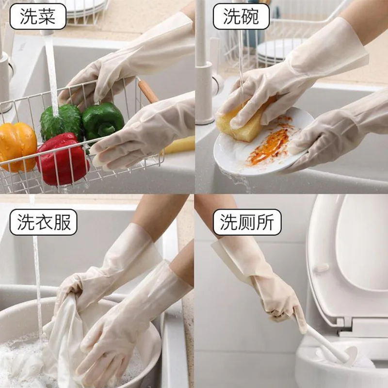 1pair Kitchen Cleaning Gloves Rubber Dish Washing Gloves For Household Scrubber Kitchen Clean Tool