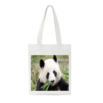 

Shop Grocery Tote Bag Canvas Shopping Bag Cartoon Animals bolsa de compras Casual Fashion Shopper