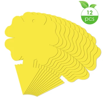 

12 Pack Yellow Waterproof Strong Glue Sticky Fruit Fly Traps Dual-Sided Sticky Traps for orchard, vegetable field, green house