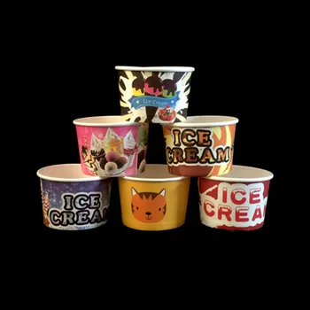 

480pcs Creative disposable ice cream cup shaved ice bowl 200ml color small birthday party favor ice cream paper cups with lid
