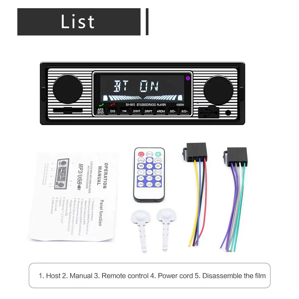 Хит, винтажный Автомобильный Bluetooth радио, MP3 плеер, стерео USB/AUX, классическое стерео аудио, FM радио, дистанционное управление, ретро мульти плеер