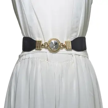 

New Fashion Round Rhinestone Elastic Waistband Women Dress Decor Waist Belt Strap