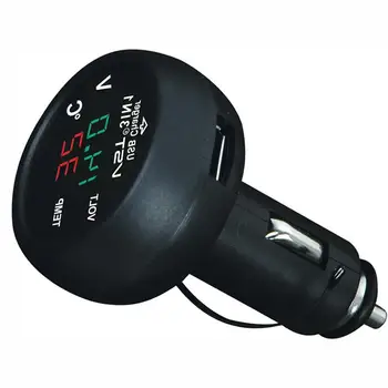 

Multifunctional Car Power Cigarette USB Charger Thermometer Voltmeter Digital Socket Lighter Safety for 12V / 24V models