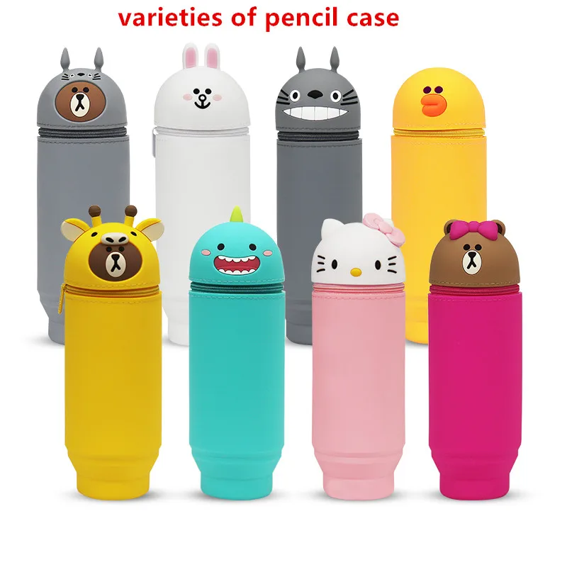 

Free Drop Shipping Pen Pencil Stand Storage Pot Holder Container Stationery Box Soft Silicone Anime Totoro Bag Case Organizer