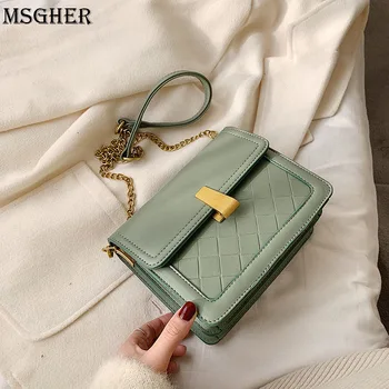 

Solid Color PU Leather Crossbody Bags For Women 2020 Chain Shoulder Messenger Bag Female Travel Handbags and Purses