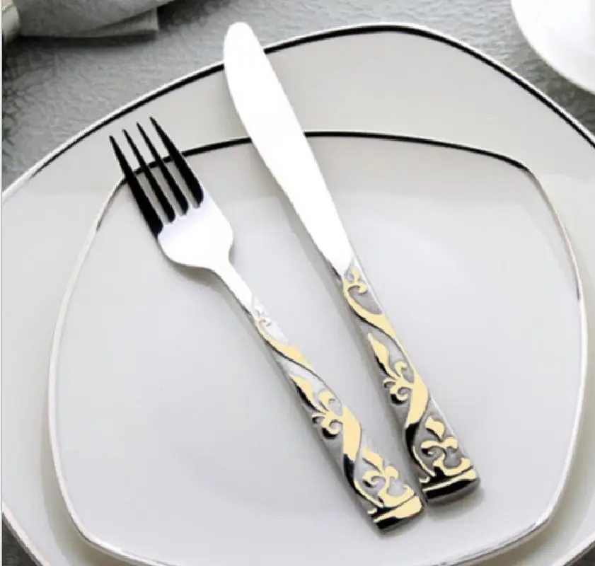 Бесплатная доставка набор из 4 предметов нержавеющей стали радужные столовые