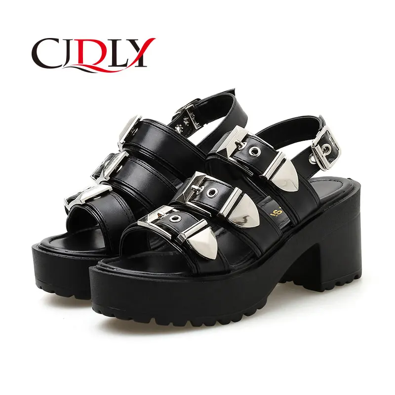black rubber platform sandals