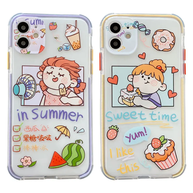 

For iphone 11 Pro Max Cute Cartoon Soft Silicone Anti-fall Back Cover For iphone 11 11 Pro 11Pro Max Shockproof Phone Case Cover