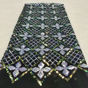 

Latest High Quality French Lace With Sequins Nigerian Lace Fabrics For Wedding Dress FJY76