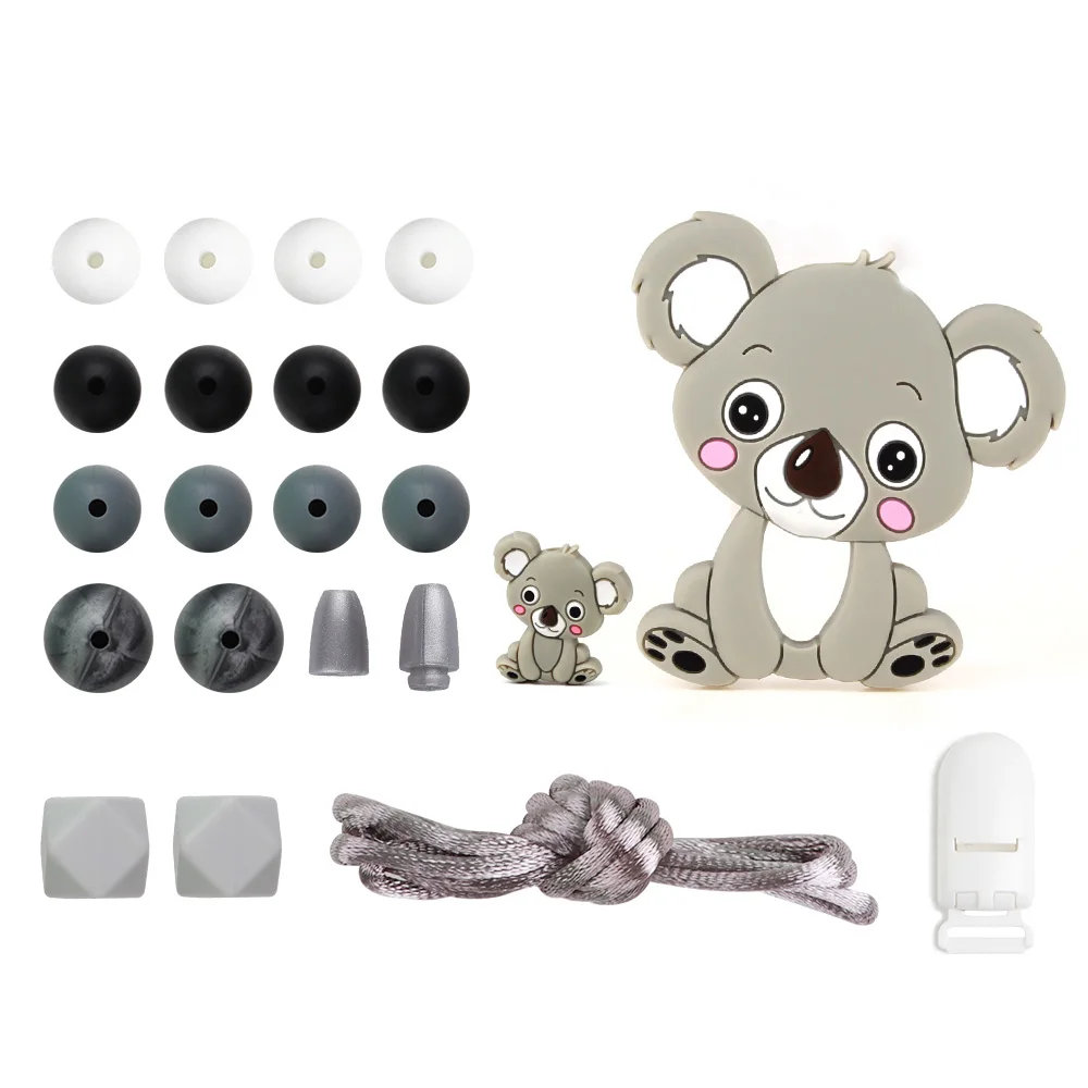 Baby Silicone Teether For DIY Baby Teething Necklace Toy Cartoon Koal Pacifier chain Clip Food Grade Silicone Beads Set - Цвет: diy2