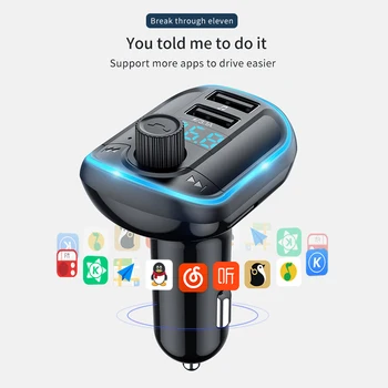 

Car FM Transmitter Wireless Bluetooth Stereo Dual USB U Disk TF Card Reader MP3 Player Audio Blue Flash Light Vehicle Charger