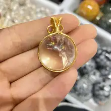 

Natural white crystal rainbow energy gem ball pendant Reiki healing gift 1pc