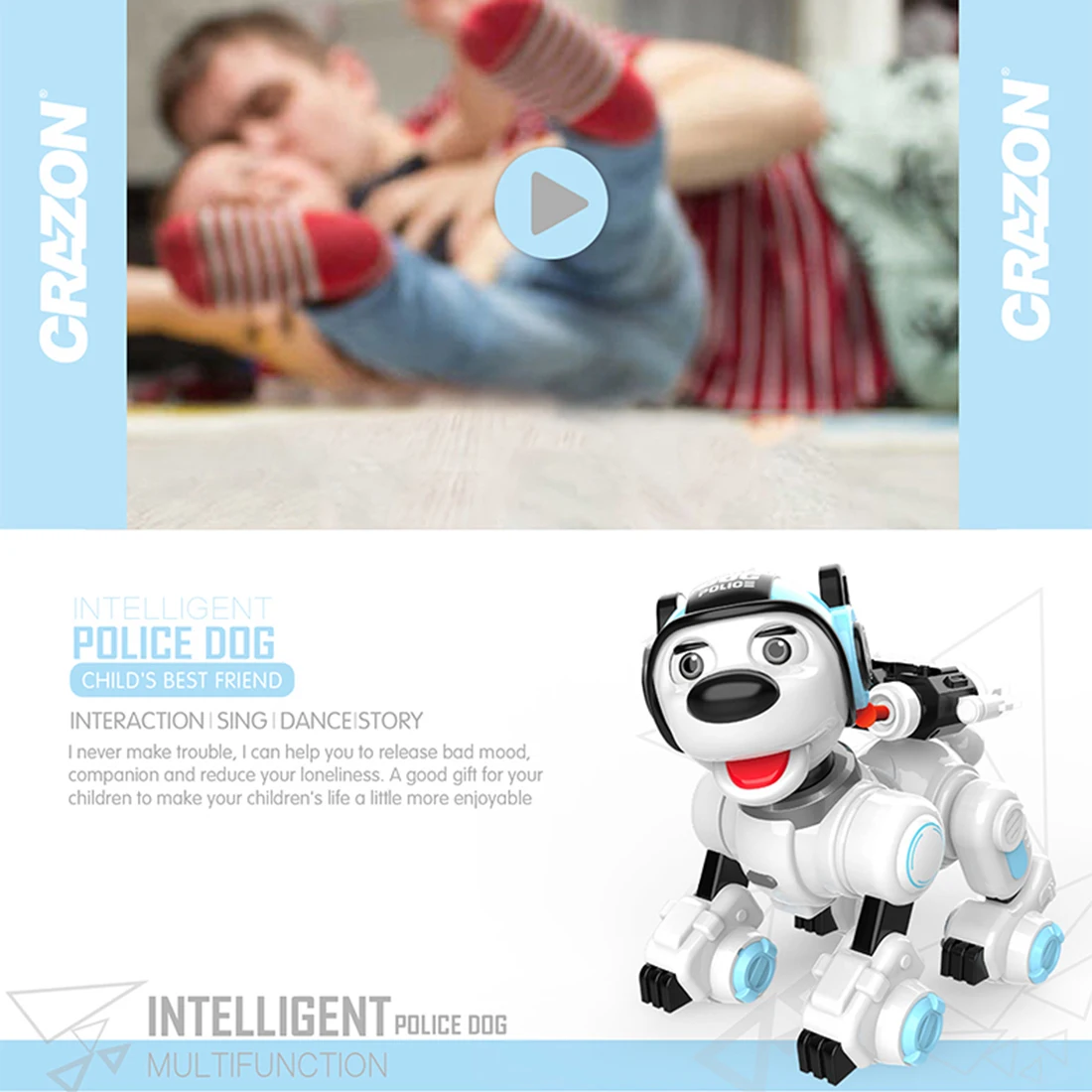 Детская интеллектуальная роботизированная собака с дистанционным управлением, Интерактивная ходьба, танцы, пение, программируемый робот, Полицейская собака для детей, подарок