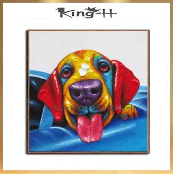 

Hand-painted red dog smart modern art oil painting abstract painting oil painting art salon hall sofa dog get rich on paper