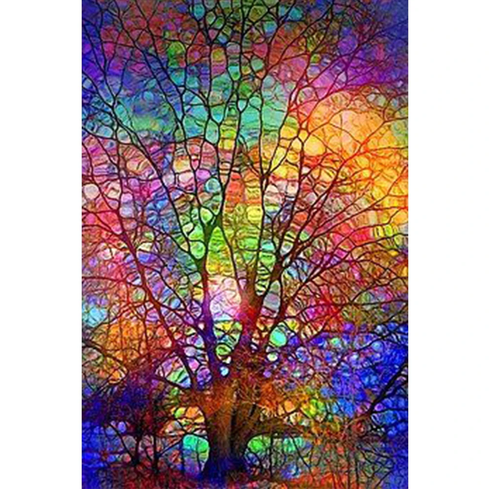 Fundaful-Diamond-Painting-Colorful-Trees-Kits-For-Adults-Full-Drill-Round-Square-Rhinestone-Paint-By-Number