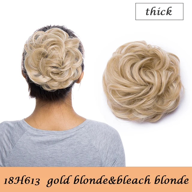 HAIRRO 80g Straight Donut Chignon Hairpieces Synthetic Ombre Elastic Updo Chignon Fluffy Messy Scrunchies Hair Bun For Women 18H613-38g