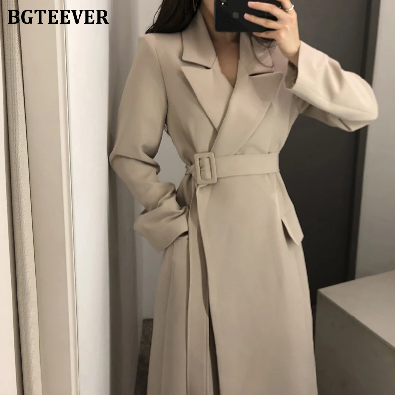 BGTEEVER элегантный женский костюм с зубчатым воротником пальто длинным рукавом