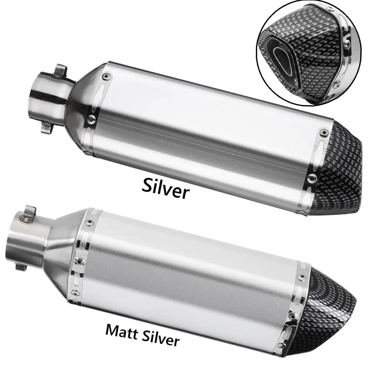 

Universal Stainelss Steel Carbon Fiber 38mm-51mm Motorcycle Exhaust Muffler with Silencer Tip for Honda/Kawasaki/Yamaha/Suzuki