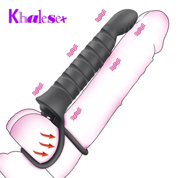 Double Penetration Dildo Vibrator, 10 mode Vibrator For Men Strap On Penis Vagina Plug Adult Sex Toys For Couples 1