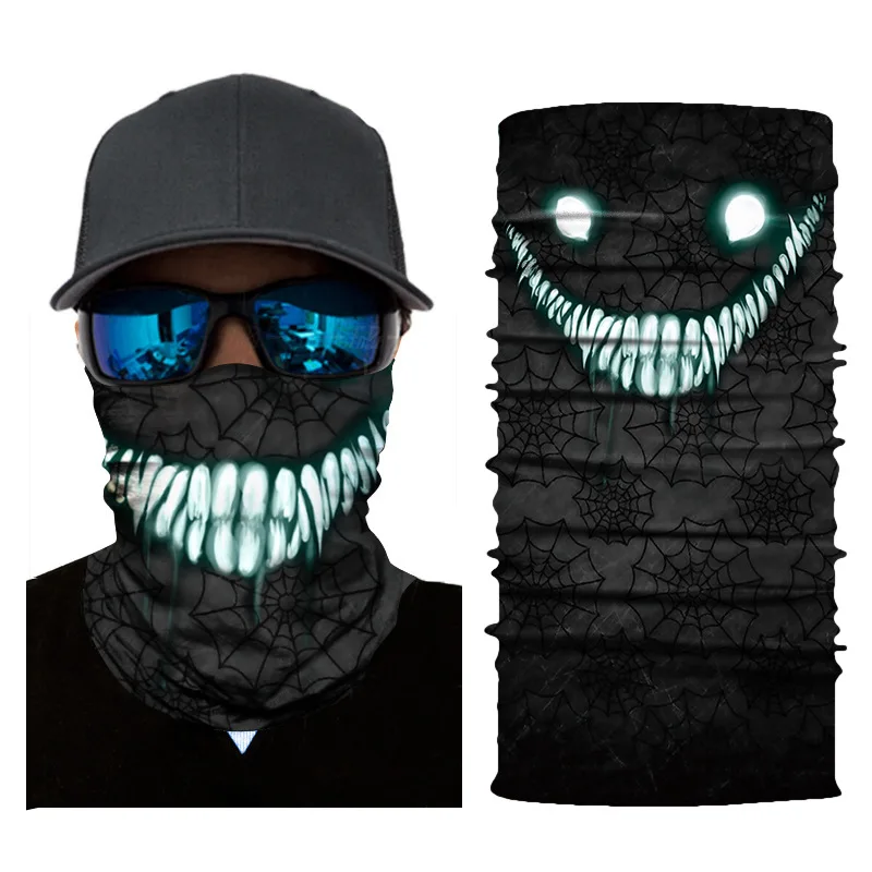 Multifunction Cycling Scarf Bandanas Funny Grimace Skull Seamless Magic  Face Mask Neck Warmer Shield Fishing Headband Men Women