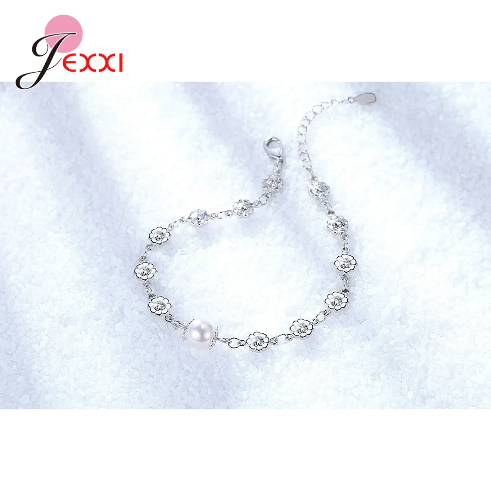 Luxury Adjustable Long 925 Sterling Silver Jewelry Plum Flower Cubic Zirconia Chain Bracelets For Women Anniversary Gifts Bijoux
