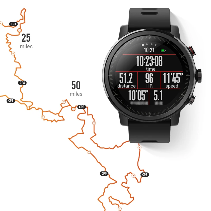 Xiaomi Ecosystem Amazfit Stratos Smartwatch APP Ver 2 with GPS PPG Heart Rate Monitor 5ATM Waterproof Sports Smart Watch
