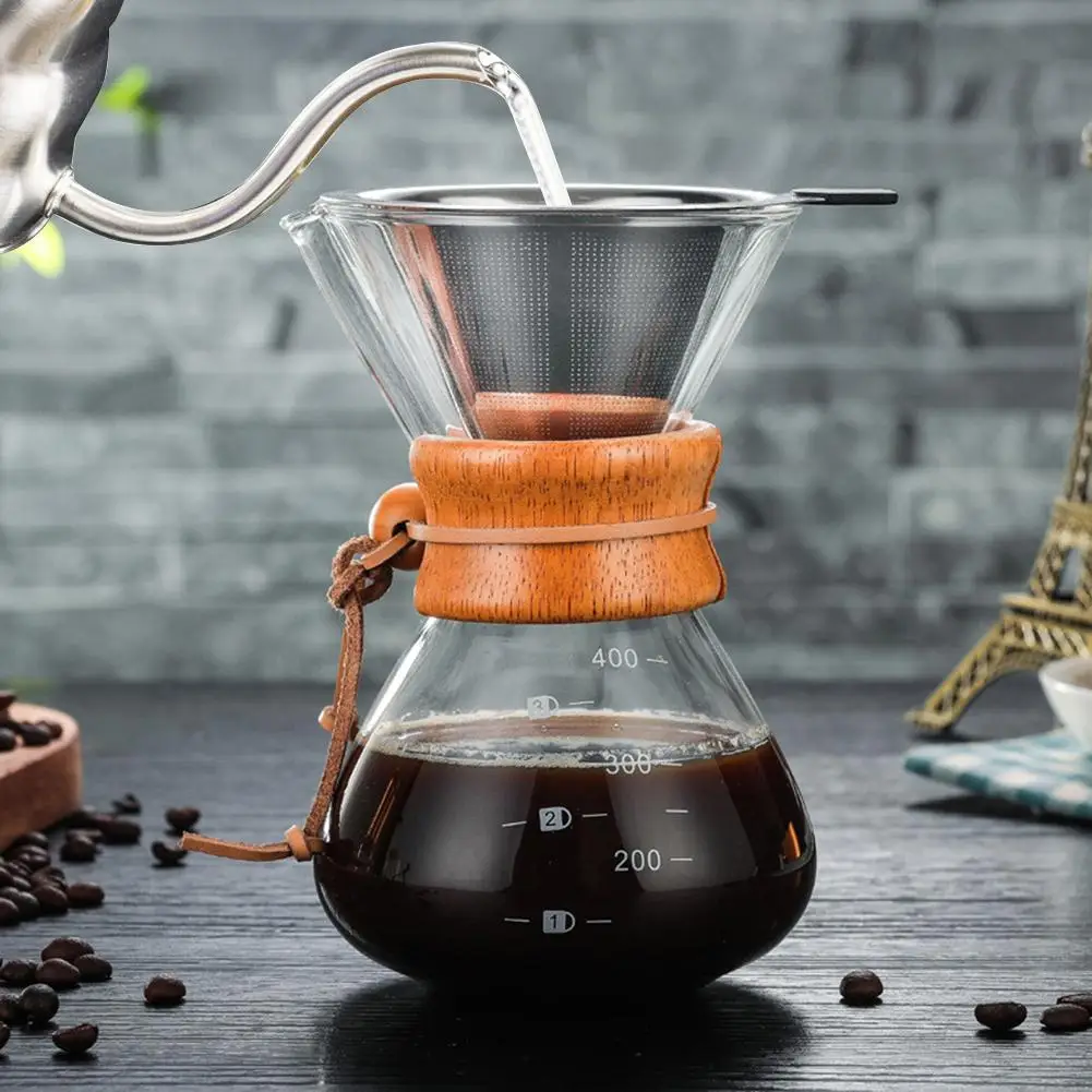 

400ML High-borosilicate Glass Pour-over Coffee Manual Drip Coffee Maker High Temperature Resistant Glass Coffee Maker Coffeeware