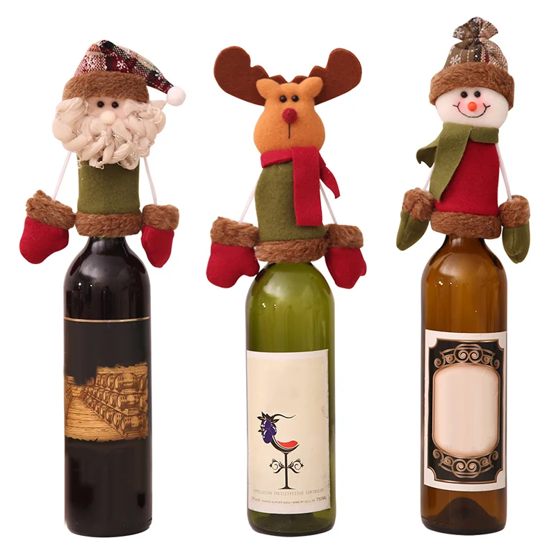 Рождественское украшение мультяшный Санта Клаус Снеговик Олень винная бутылка крышка одежда товары для домашнего сада