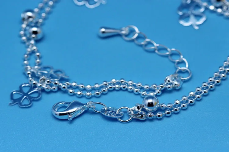 Модные 925 стерлингового серебра anklets Для женщин ювелирные изделия винтажный браслет с клевером Женские аксессуары анклет вечерние Bijou