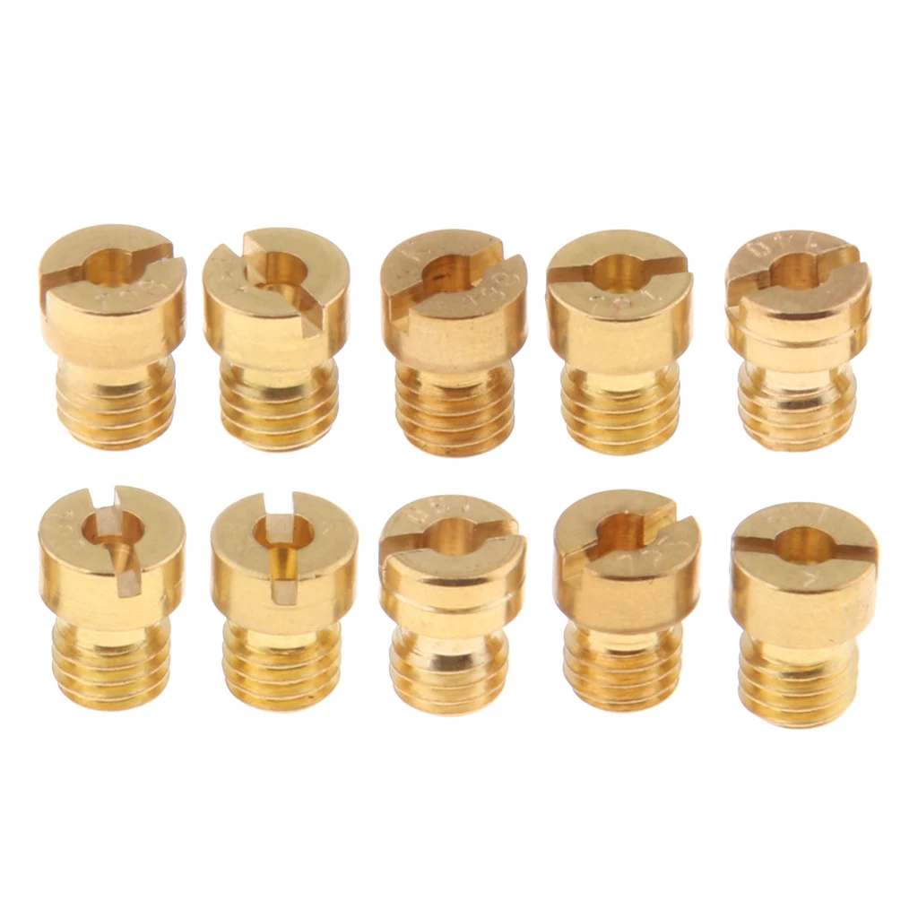 10pcs M5 Thread Carburetor Main Jet Kit 125 126 128 130 132 134 135 136 138 140 Size Replacement for GY6 125cc-150cc